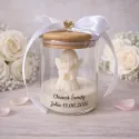 Świeca z aniołkiem w szkle – personalizowany prezent na Chrzest i Komunię prezent handmade